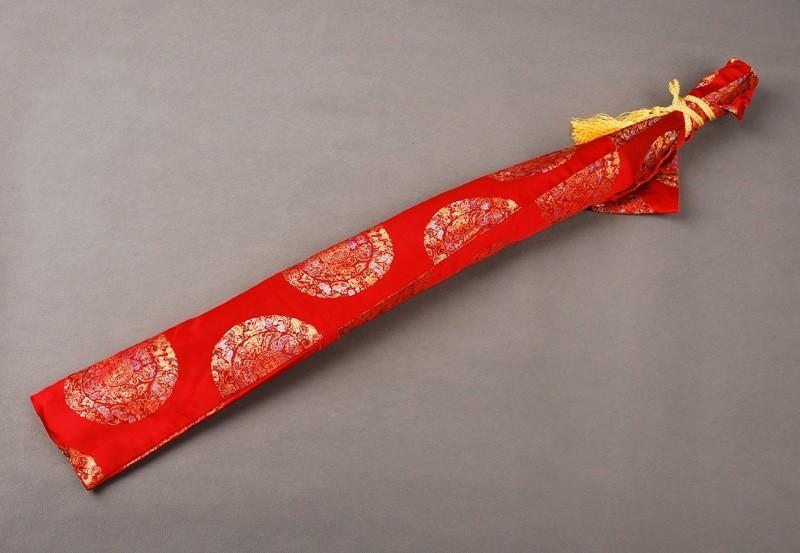 Silk Bag Red Fu Lucky Design For Japanese Samurai Sword Katana Knives Qd23