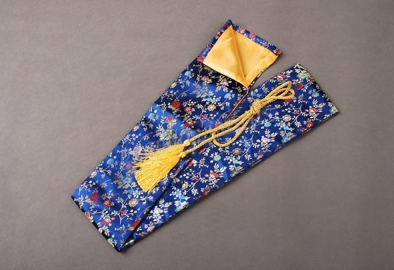 Japanese Samurai Sword Wakizashi Good Quality Nice Blooming Vines Blue Sword Bag