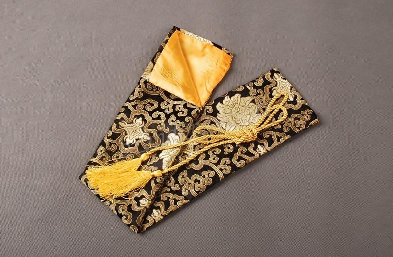 Japanese Samurai Sword Tanto Good Quality Nice Yellow Peony Black Sword Bag