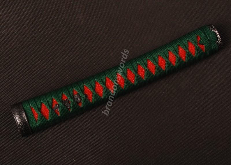 Samurai Sword Japanese Sword Katana Handle Dark Green Red Rayskin Tsuka H22