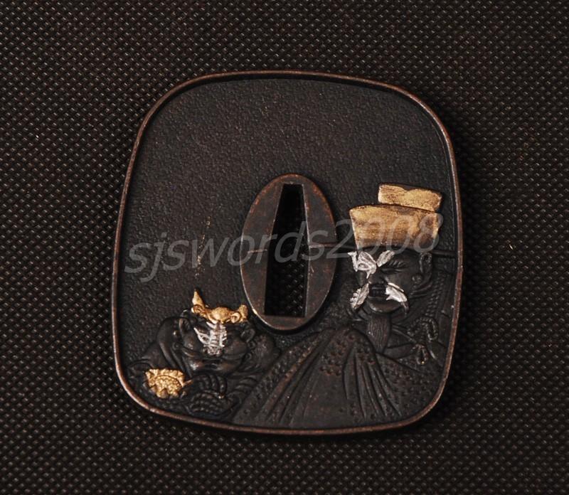 Part For Japanese Sword Alloy Tsuba Guard With Fish Carved Tsuba Hj77
