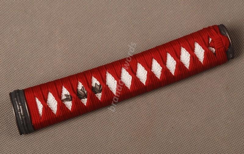 Samurai Sword Japanese Sword Wakizashi Handle Red Ito White Rayskin Tsuka Zj9