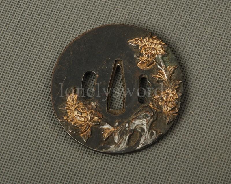 Japanese Samurai Katana Wakizashi Sword Guard Tsuba Hj38