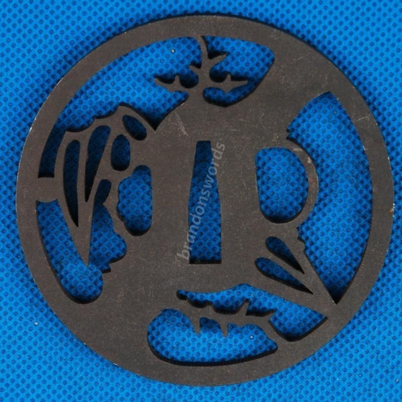 Japanese Samurai Katana Wakizashi Sword Guard Iron Tsuba Ht069