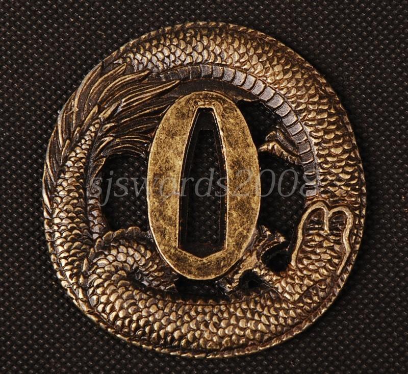 Amazing Dragon Carved Tsuba Alloy Gurad For Japanese Sword Katana Hj39